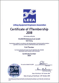 LEEA Full Member Zertifikat