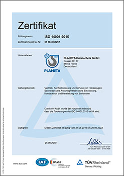 Zertifikat ISO 14001:2015