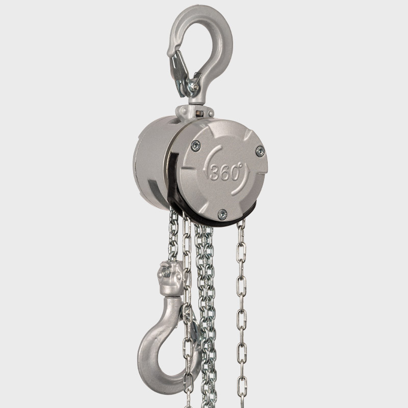 Mini Aluminium Flaschenzug PAC360 250 kg Rückseite schräg