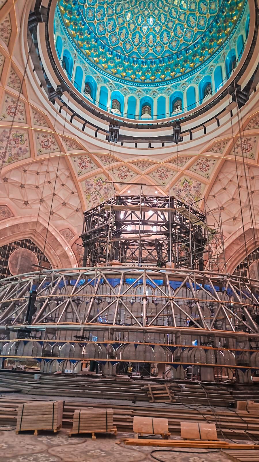 Installation of 8 electric rope winches for lifting the chandelier (Figure 3)